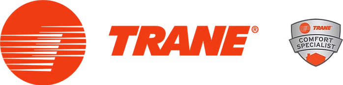 Trane logo and Trane Comfort Specialist badge for Brown Heating and Cooling Trane HVAC service